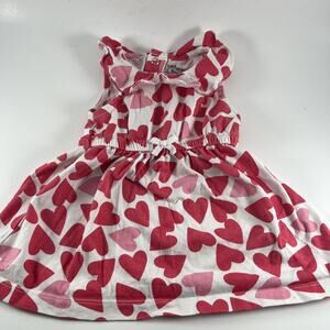 Carter’s Baby Girl Heart Print Dress Sleeveless Cotton Red White 6 Months